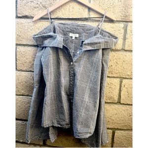 Cute oversized off the shoulder button down with bell sleeves